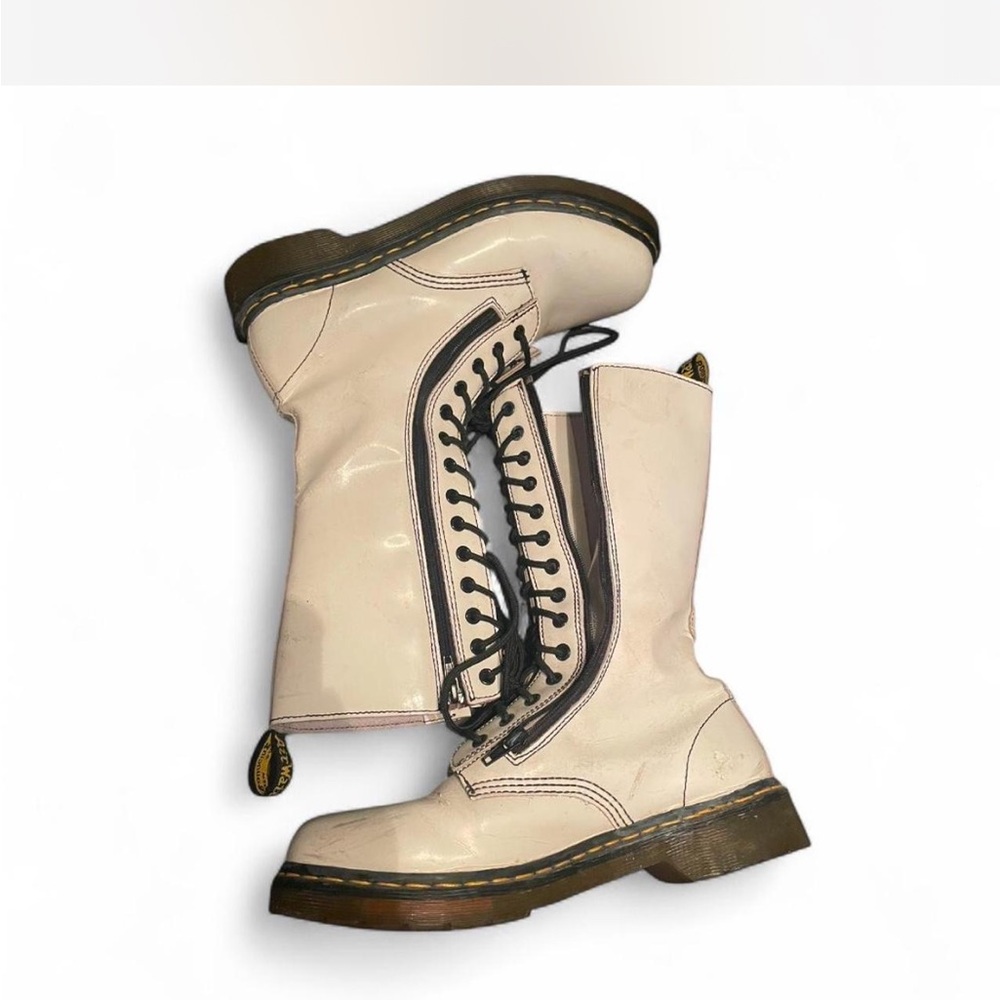 Dr. Martens White Lace Up Boots